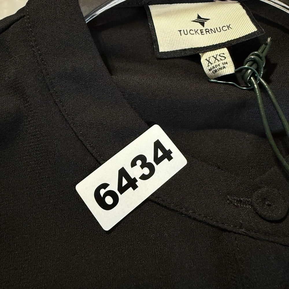 Tuckernuck Royal Shirt Dress Women's XXS Black Stretch Crepe Mini $148 Y24227T - Picture 14 of 14